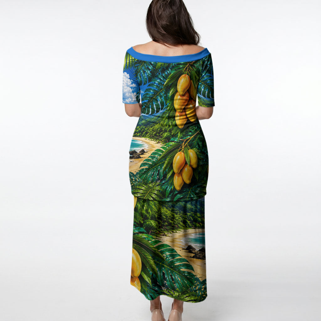 Hawaiian Mango Tropical Beach Puletasi Scenic Island Nature Exotic Fruit Graphic TS04 - Polynesian Pride