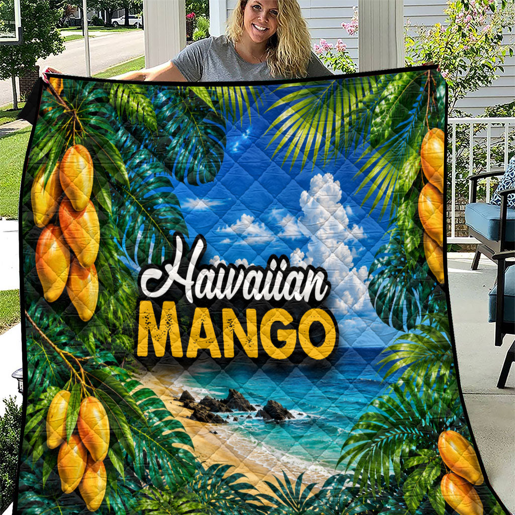Hawaiian Mango Tropical Beach Quilt Scenic Island Nature Exotic Fruit Graphic TS04 Blue Green - Polynesian Pride