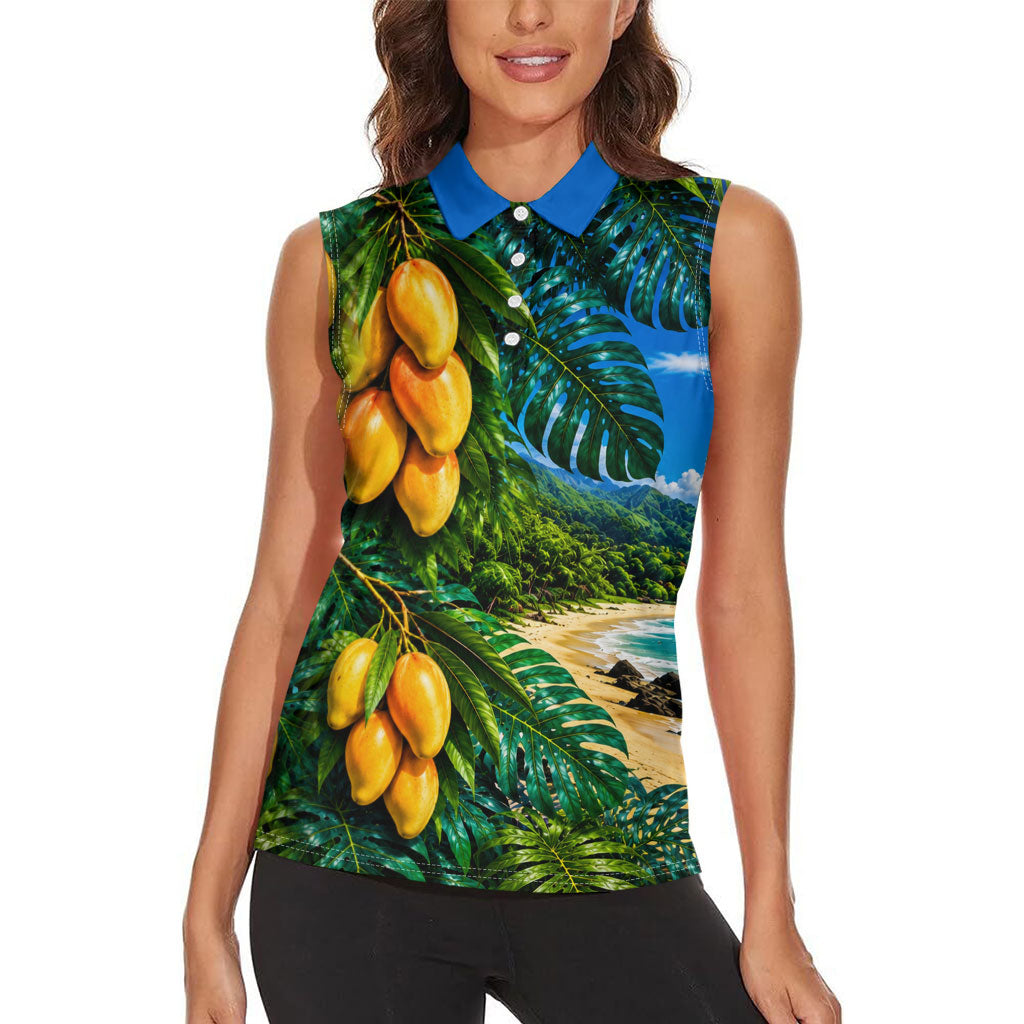 Hawaiian Mango Tropical Beach Women Sleeveless Polo Shirt Scenic Island Nature Exotic Fruit Graphic TS04 - Polynesian Pride