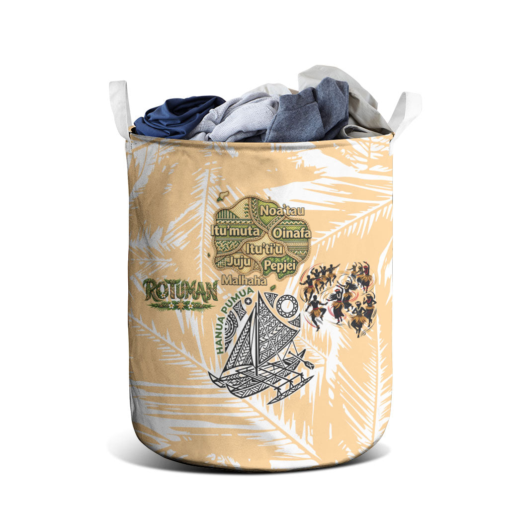 Rotuman Culture Island Pride Laundry Basket Traditional Polynesian Tribal Pattern With Island Map
