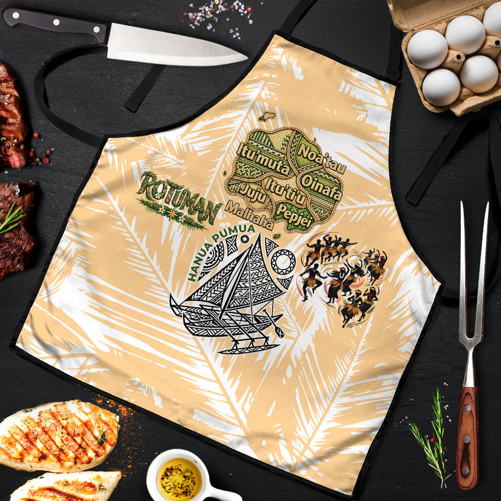 Rotuman Culture Island Pride Apron Traditional Polynesian Tribal Pattern With Island Map TS04 Yellow Beige - Polynesian Pride