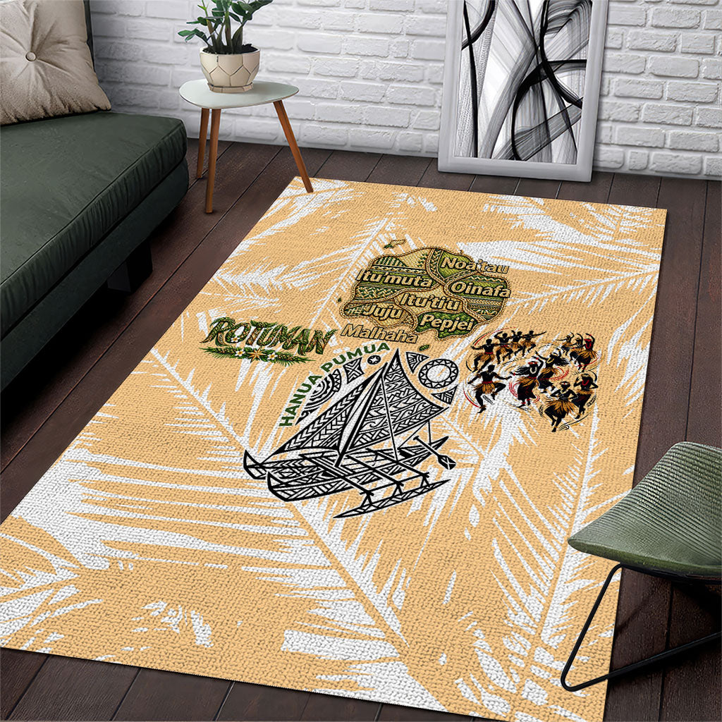 Rotuman Culture Island Pride Area Rug Traditional Polynesian Tribal Pattern With Island Map TS04 Yellow Beige - Polynesian Pride