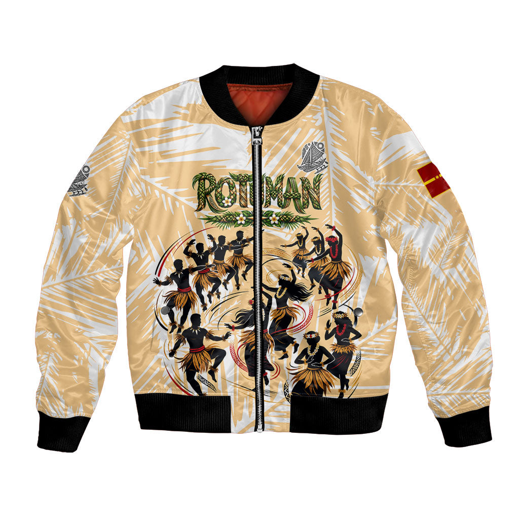 Rotuman Culture Island Pride Bomber Jacket Traditional Polynesian Tribal Pattern With Island Map TS04 Unisex Yellow Beige - Polynesian Pride