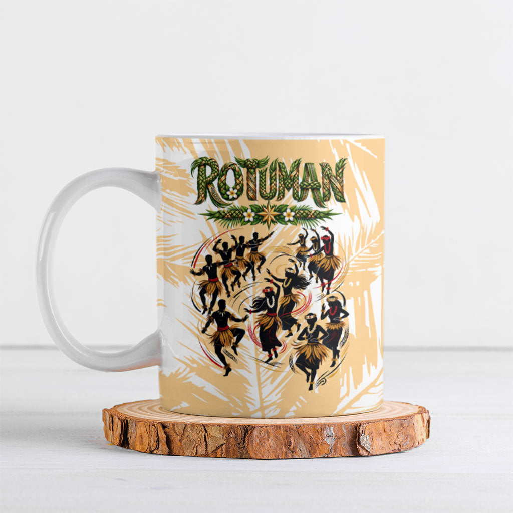 Rotuman Culture Island Pride Ceramic Mug Traditional Polynesian Tribal Pattern With Island Map TS04 Yellow Beige - Polynesian Pride