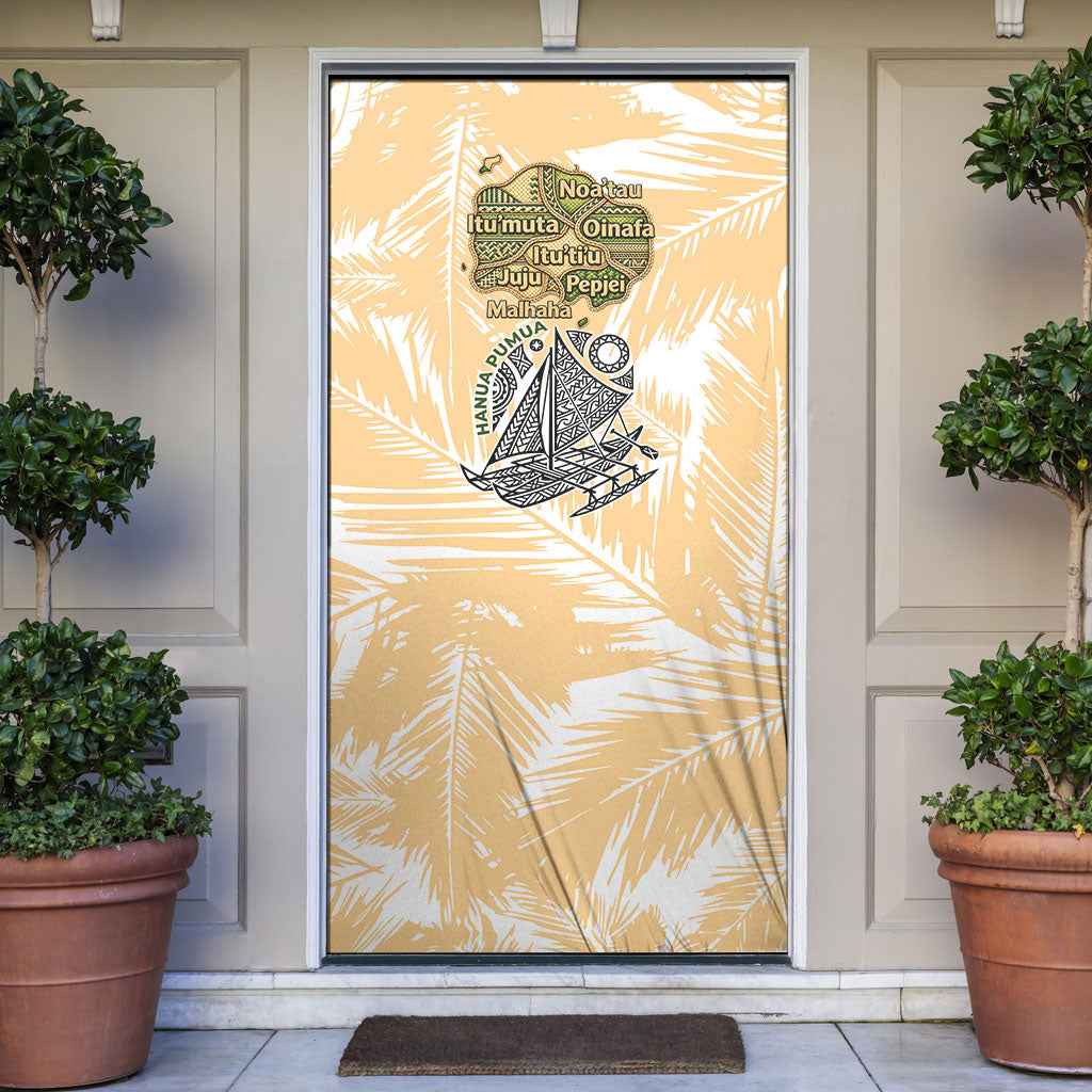 Rotuman Culture Island Pride Door Cover Traditional Polynesian Tribal Pattern With Island Map TS04 Yellow Beige - Polynesian Pride