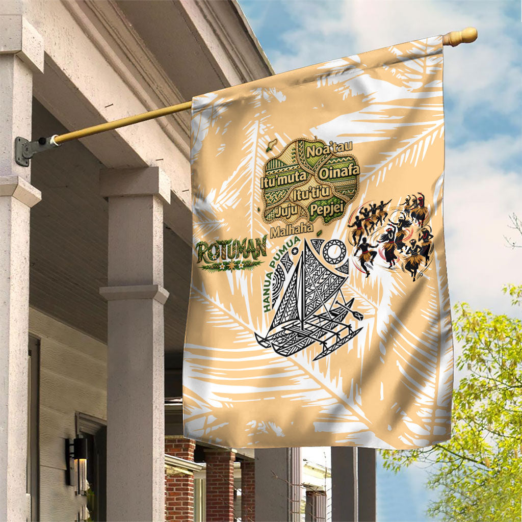 Rotuman Culture Island Pride Garden Flag Traditional Polynesian Tribal Pattern With Island Map TS04 House Flag Yellow Beige - Polynesian Pride