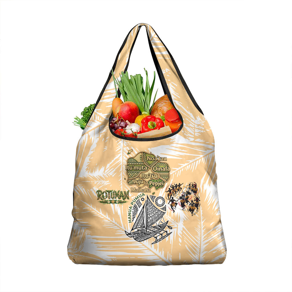 Rotuman Culture Island Pride Grocery Bag Traditional Polynesian Tribal Pattern With Island Map TS04 1-pack One Size Yellow Beige - Polynesian Pride