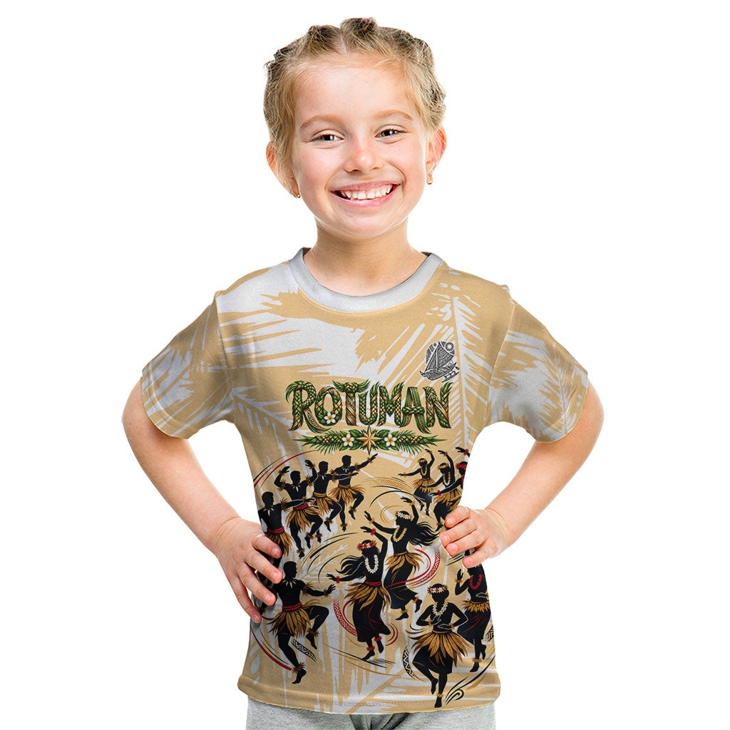 Rotuman Culture Island Pride Kid T Shirt Traditional Polynesian Tribal Pattern With Island Map TS04 Yellow Beige - Polynesian Pride
