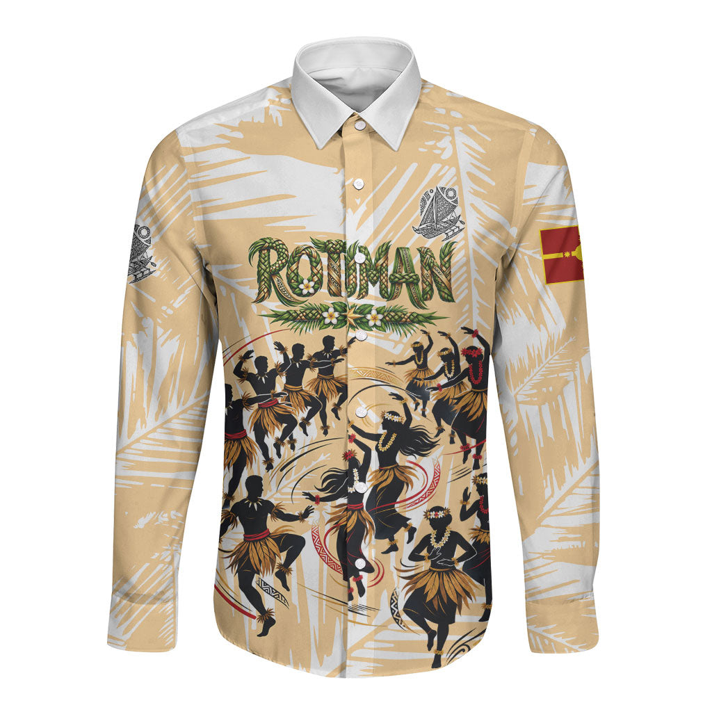 Rotuman Culture Island Pride Long Sleeve Button Shirt Traditional Polynesian Tribal Pattern With Island Map TS04 Unisex Yellow Beige - Polynesian Pride