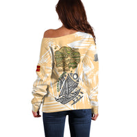 Rotuman Culture Island Pride Off Shoulder Sweater Traditional Polynesian Tribal Pattern With Island Map TS04 - Polynesian Pride