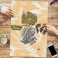 Rotuman Culture Island Pride Puzzle Traditional Polynesian Tribal Pattern With Island Map TS04 Yellow Beige - Polynesian Pride