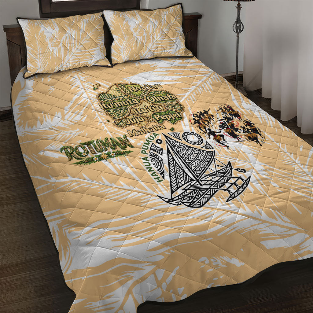 Rotuman Culture Island Pride Quilt Bed Set Traditional Polynesian Tribal Pattern With Island Map TS04 Yellow Beige - Polynesian Pride