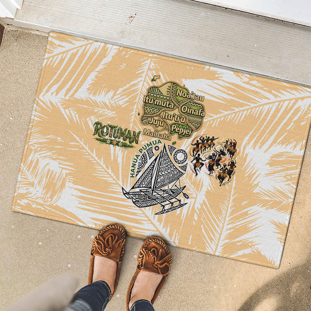 Rotuman Culture Island Pride Rubber Doormat Traditional Polynesian Tribal Pattern With Island Map TS04 - Polynesian Pride