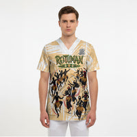Rotuman Culture Island Pride Scrub Top Traditional Polynesian Tribal Pattern With Island Map TS04 - Polynesian Pride
