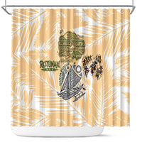 Rotuman Culture Island Pride Shower Curtain Traditional Polynesian Tribal Pattern With Island Map TS04 Yellow Beige - Polynesian Pride
