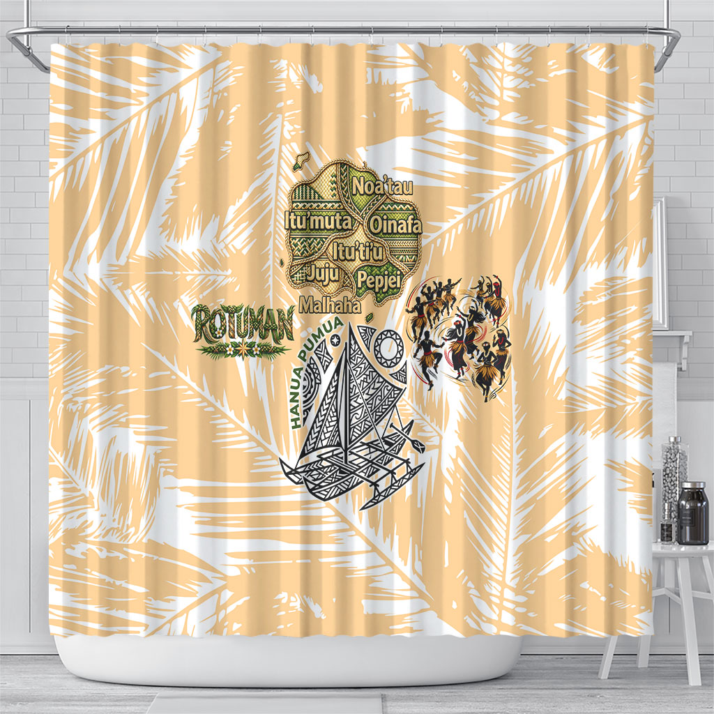 Rotuman Culture Island Pride Shower Curtain Traditional Polynesian Tribal Pattern With Island Map TS04 - Polynesian Pride