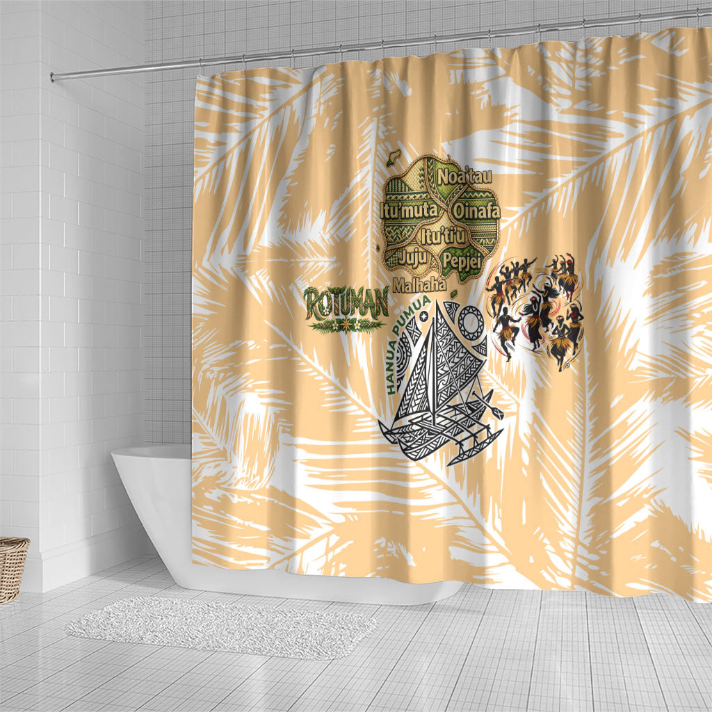 Rotuman Culture Island Pride Shower Curtain Traditional Polynesian Tribal Pattern With Island Map TS04 - Polynesian Pride