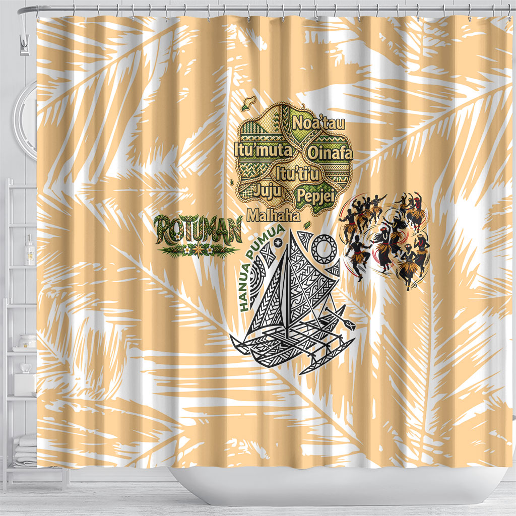 Rotuman Culture Island Pride Shower Curtain Traditional Polynesian Tribal Pattern With Island Map TS04 - Polynesian Pride