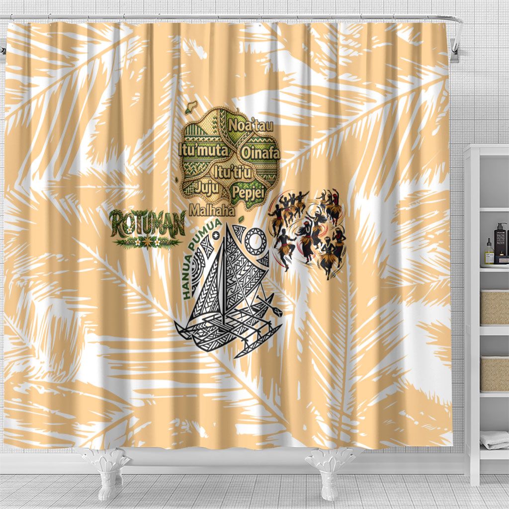 Rotuman Culture Island Pride Shower Curtain Traditional Polynesian Tribal Pattern With Island Map TS04 - Polynesian Pride