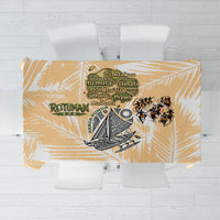 Rotuman Culture Island Pride Tablecloth Traditional Polynesian Tribal Pattern With Island Map TS04 Yellow Beige - Polynesian Pride