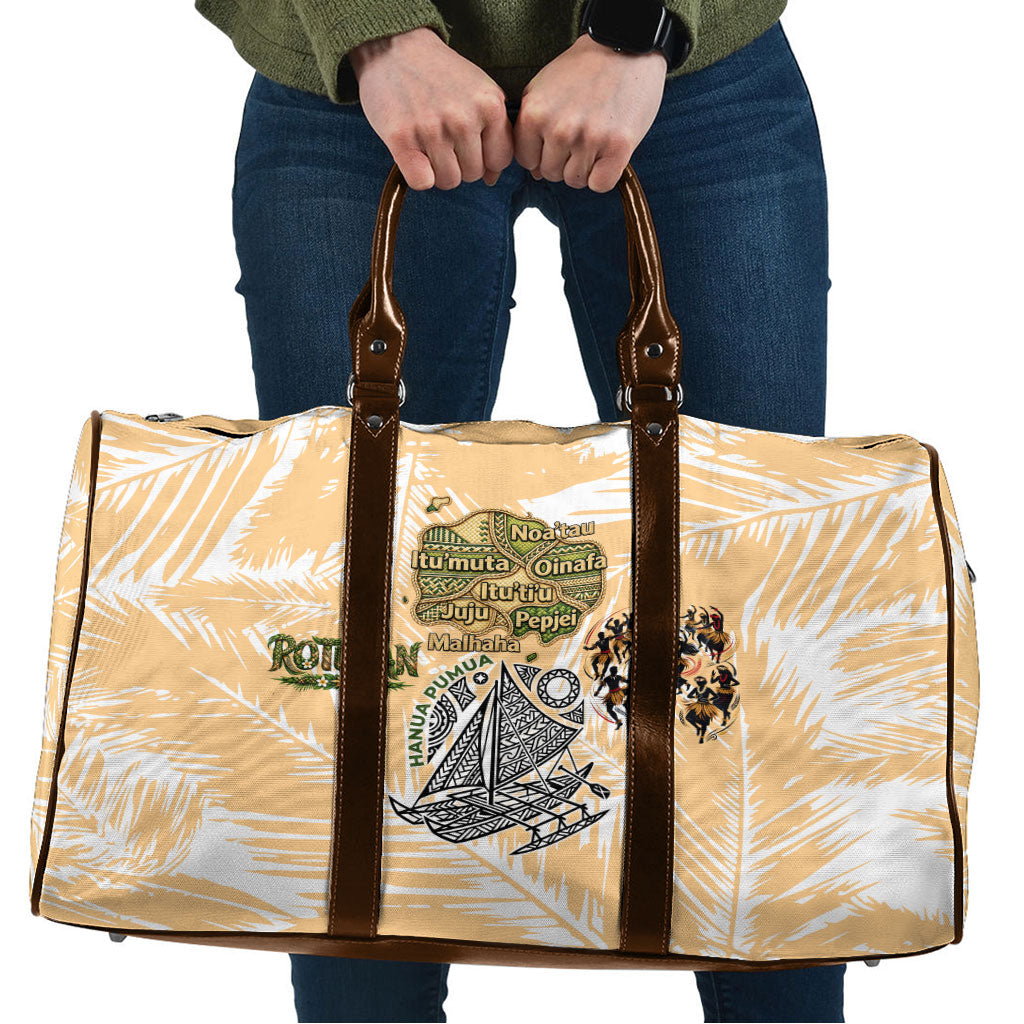 Rotuman Culture Island Pride Travel Bag Traditional Polynesian Tribal Pattern With Island Map TS04 Yellow Beige - Polynesian Pride