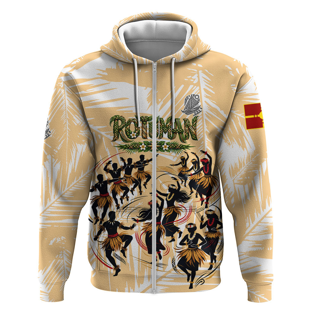 Rotuman Culture Island Pride Zip Hoodie Traditional Polynesian Tribal Pattern With Island Map TS04 Zip Hoodie Yellow Beige - Polynesian Pride
