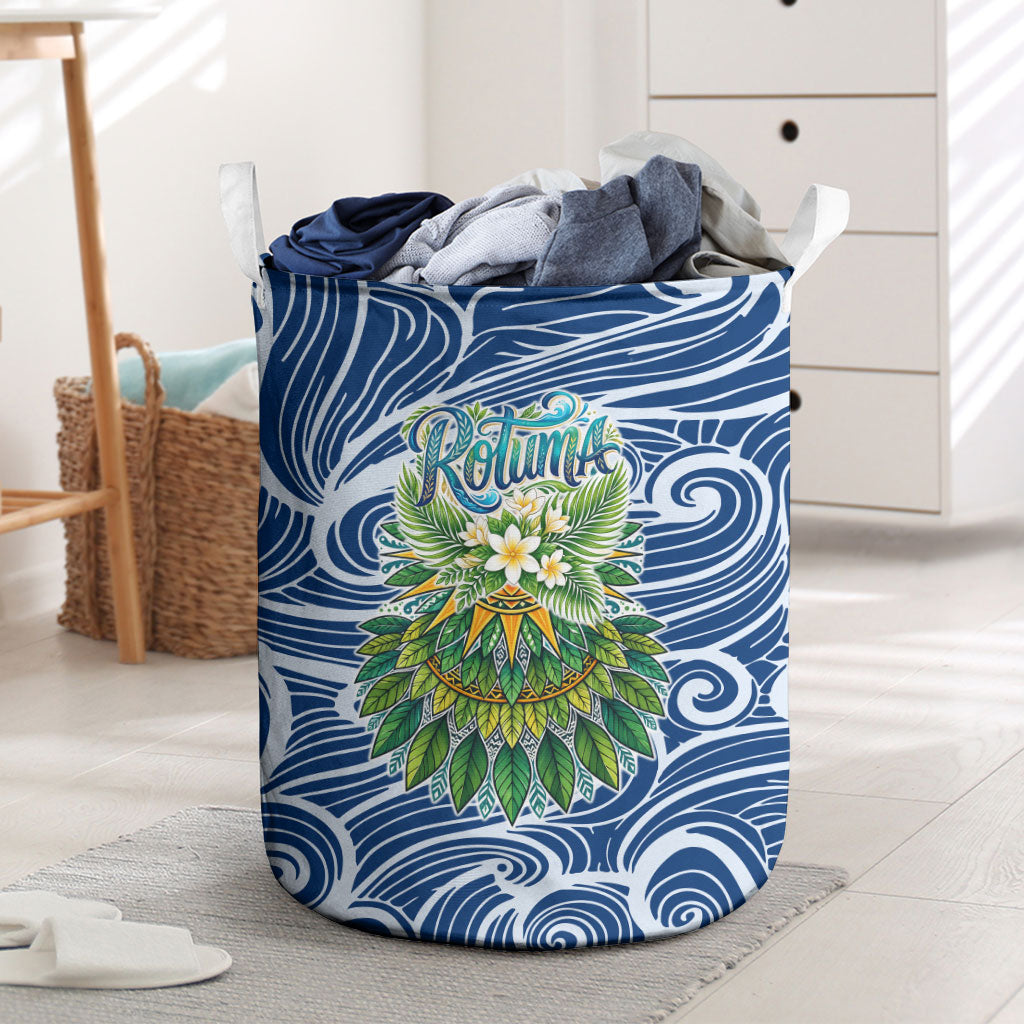 Rotuma Fiji Island Pride Laundry Basket Ocean Wave Coral Reef Marine Life Tribal Tattoo TS04 Blue Green - Polynesian Pride