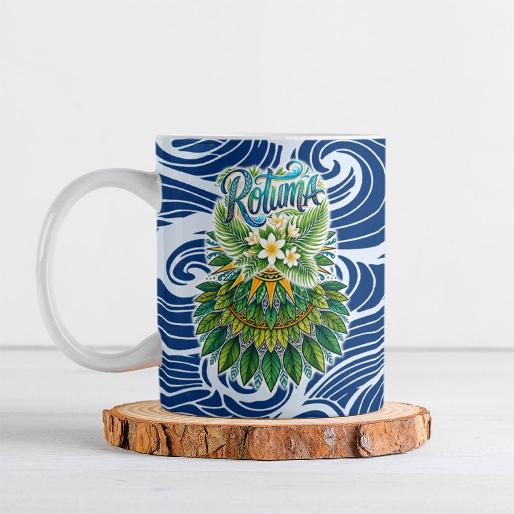 Rotuma Fiji Island Pride Ceramic Mug Ocean Wave Coral Reef Marine Life Tribal Tattoo TS04 Blue Green - Polynesian Pride