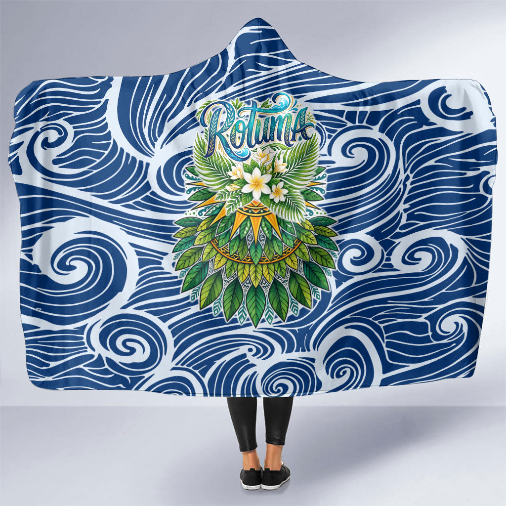 Rotuma Fiji Island Pride Hooded Blanket Ocean Wave Coral Reef Marine Life Tribal Tattoo TS04 One Size Blue Green - Polynesian Pride