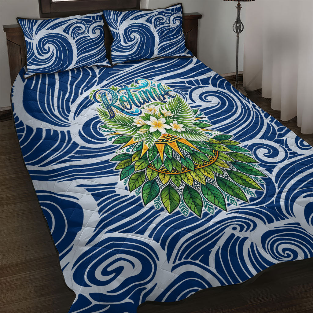 Rotuma Fiji Island Pride Quilt Bed Set Ocean Wave Coral Reef Marine Life Tribal Tattoo TS04 Blue Green - Polynesian Pride