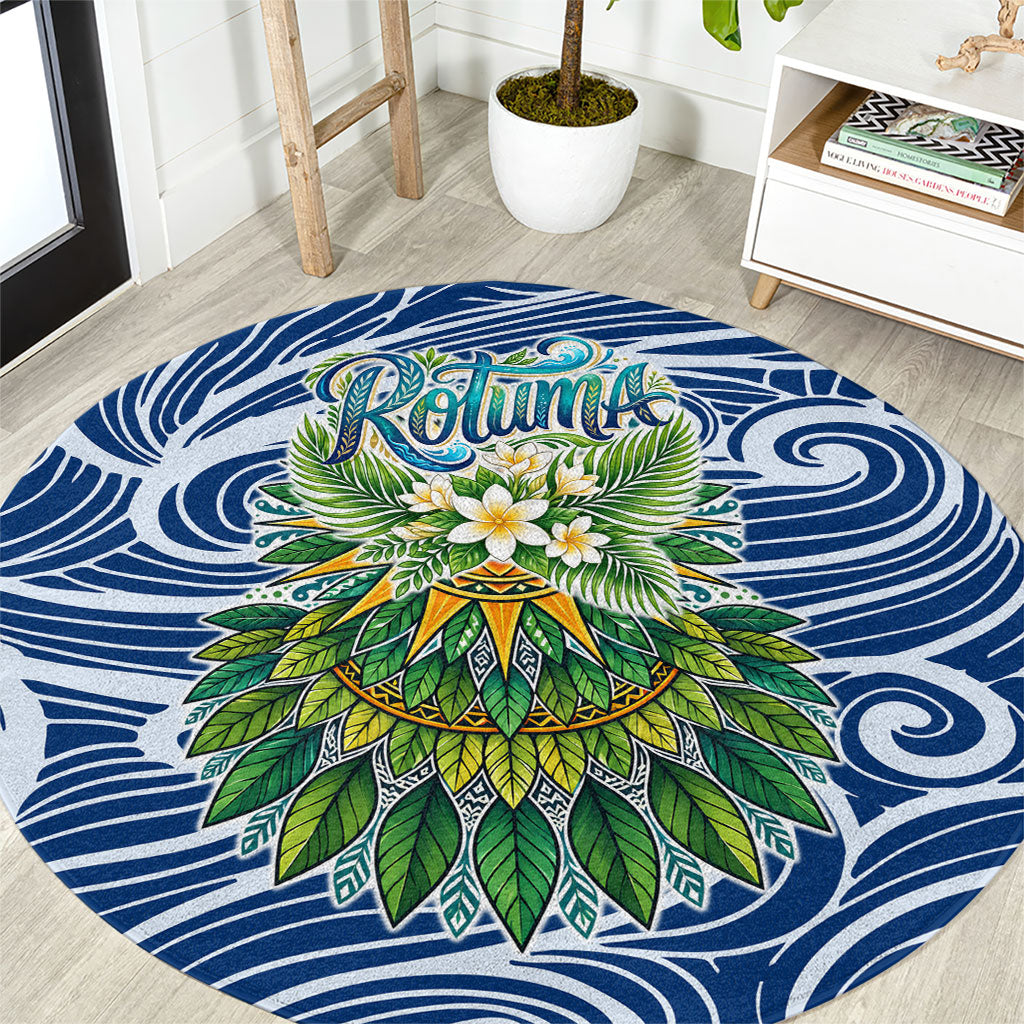 Rotuma Fiji Island Pride Round Carpet Ocean Wave Coral Reef Marine Life Tribal Tattoo TS04 Blue Green - Polynesian Pride