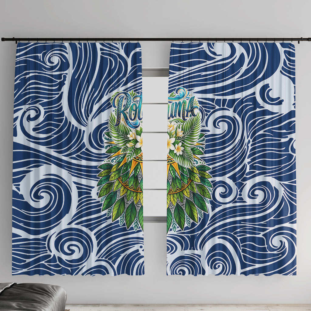 Rotuma Fiji Island Pride Window Curtain Ocean Wave Coral Reef Marine Life Tribal Tattoo TS04 With Hooks Blue Green - Polynesian Pride