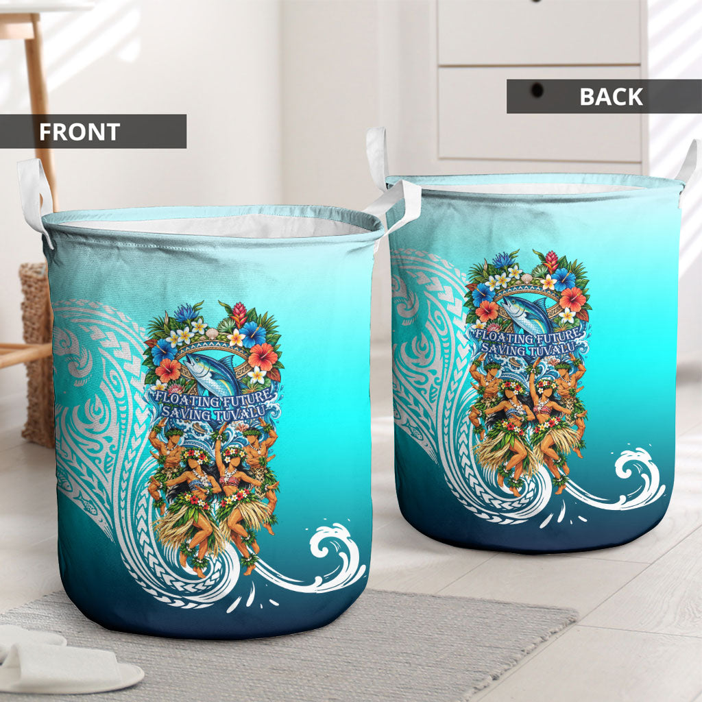 Floating Future Saving Tuvalu Laundry Basket Ocean Blue Pacific Polynesian Cultural Art Marine Wildlife TS04 - Polynesian Pride