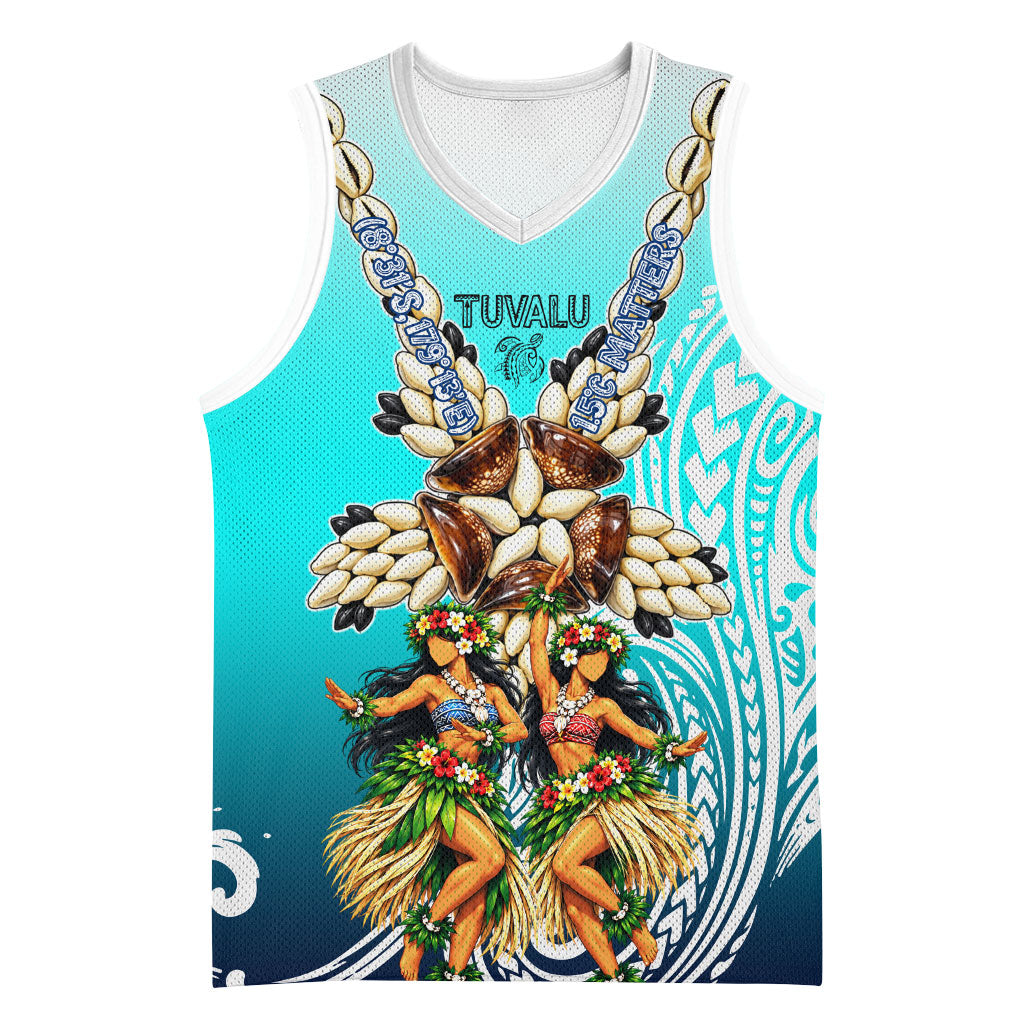 Floating Future Saving Tuvalu Basketball Jersey Ocean Blue Pacific Polynesian Cultural Art Marine Wildlife TS04 Unisex Blue White - Polynesian Pride