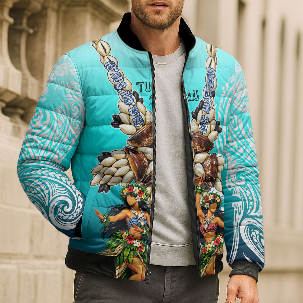 Floating Future Saving Tuvalu Bomber Puffer Jacket Ocean Blue Pacific Polynesian Cultural Art Marine Wildlife TS04 - Polynesian Pride