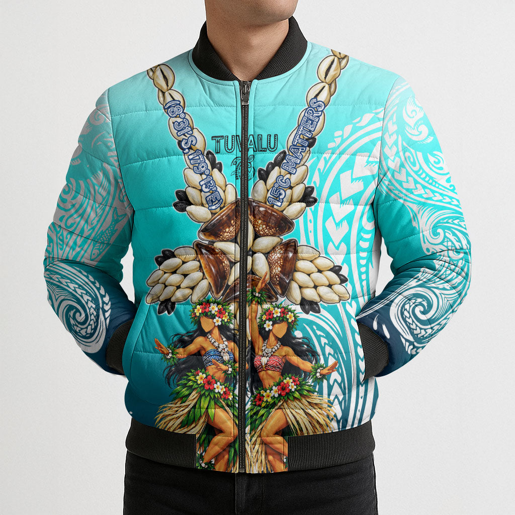 Floating Future Saving Tuvalu Bomber Puffer Jacket Ocean Blue Pacific Polynesian Cultural Art Marine Wildlife TS04 - Polynesian Pride