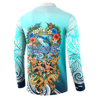 Floating Future Saving Tuvalu Button Sweatshirt Ocean Blue Pacific Polynesian Cultural Art Marine Wildlife TS04 - Polynesian Pride