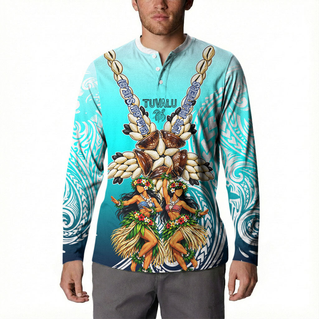 Floating Future Saving Tuvalu Button Sweatshirt Ocean Blue Pacific Polynesian Cultural Art Marine Wildlife TS04 - Polynesian Pride