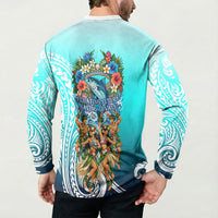 Floating Future Saving Tuvalu Button Sweatshirt Ocean Blue Pacific Polynesian Cultural Art Marine Wildlife TS04 - Polynesian Pride