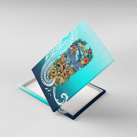 Floating Future Saving Tuvalu Canvas Wall Art Ocean Blue Pacific Polynesian Cultural Art Marine Wildlife TS04 With Frame Blue White - Polynesian Pride