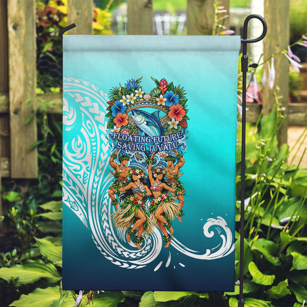 Floating Future Saving Tuvalu Garden Flag Ocean Blue Pacific Polynesian Cultural Art Marine Wildlife TS04 Garden Flag Blue White - Polynesian Pride