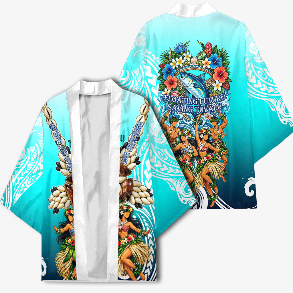 Floating Future Saving Tuvalu Kimono Ocean Blue Pacific Polynesian Cultural Art Marine Wildlife