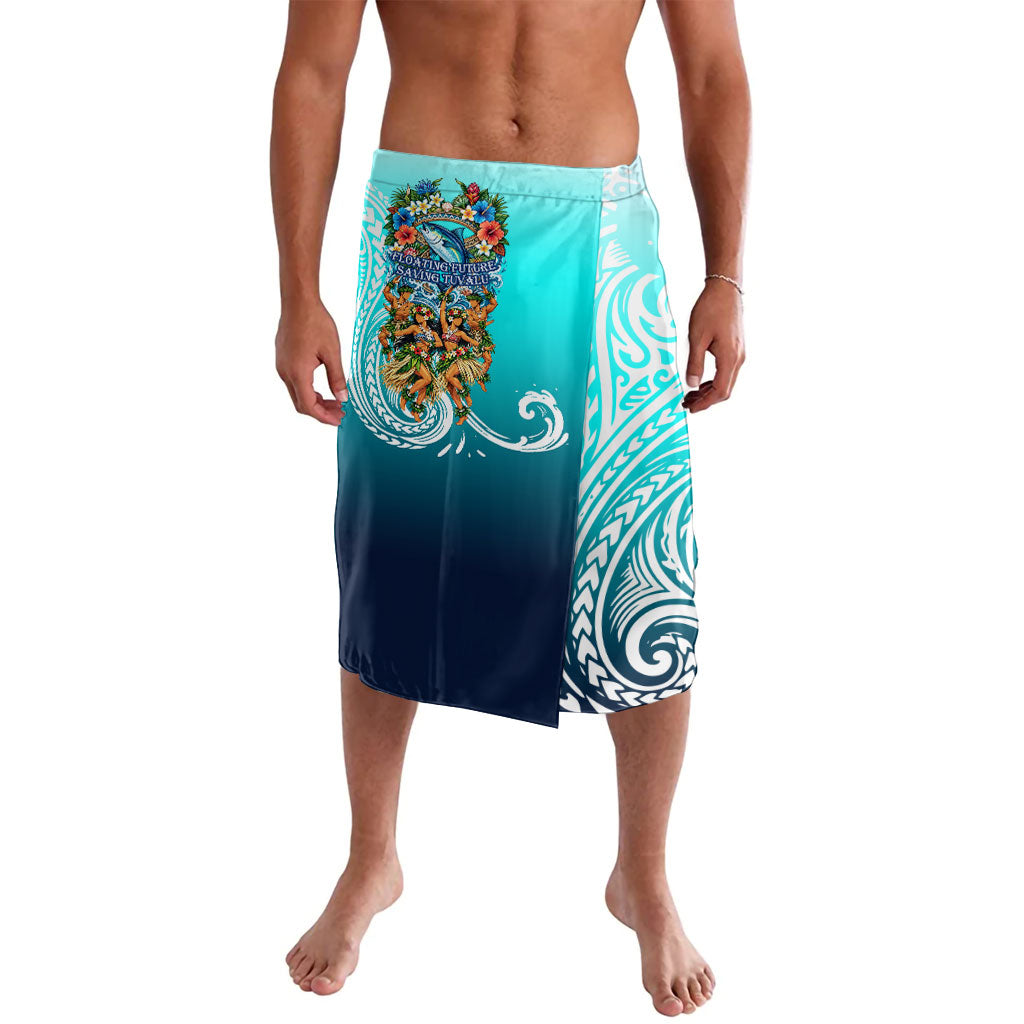 Floating Future Saving Tuvalu Lavalava Ocean Blue Pacific Polynesian Cultural Art Marine Wildlife TS04 Blue White - Polynesian Pride