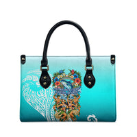 Floating Future Saving Tuvalu Leather Bag Ocean Blue Pacific Polynesian Cultural Art Marine Wildlife