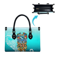 Floating Future Saving Tuvalu Leather Bag Ocean Blue Pacific Polynesian Cultural Art Marine Wildlife