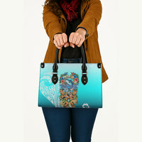 Floating Future Saving Tuvalu Leather Bag Ocean Blue Pacific Polynesian Cultural Art Marine Wildlife