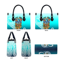 Floating Future Saving Tuvalu Leather Bag Ocean Blue Pacific Polynesian Cultural Art Marine Wildlife
