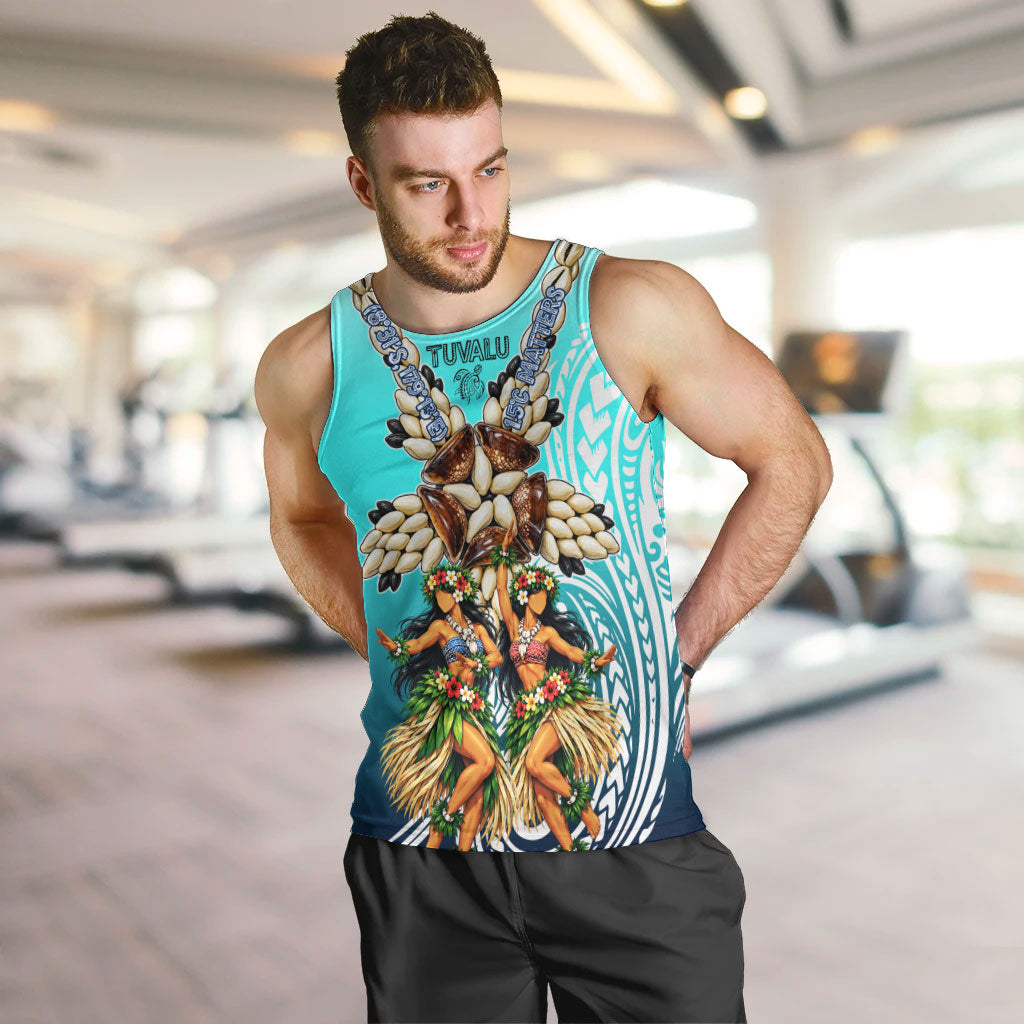 Floating Future Saving Tuvalu Men Tank Top Ocean Blue Pacific Polynesian Cultural Art Marine Wildlife TS04 Blue White - Polynesian Pride