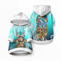 Floating Future Saving Tuvalu Pet Hoodie Ocean Blue Pacific Polynesian Cultural Art Marine Wildlife TS04 Pullover Blue White - Polynesian Pride