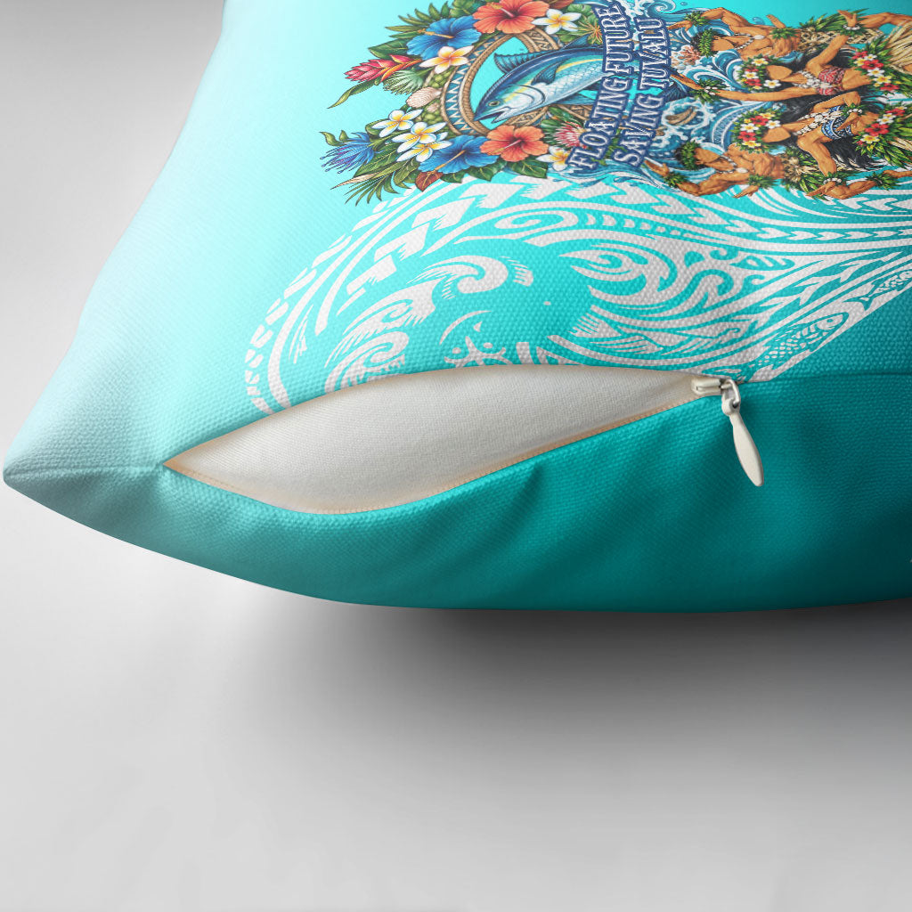 Floating Future Saving Tuvalu Pillow Cover Ocean Blue Pacific Polynesian Cultural Art Marine Wildlife TS04 - Polynesian Pride